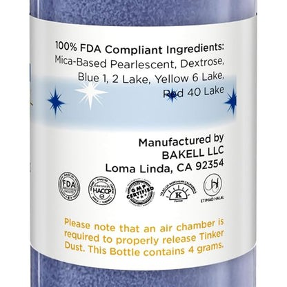 Bakell - Navy Blue Tinker Dust (4g, 1x Mini Spray Pump) Edible Glitter for Food, Desserts, and Beverages!