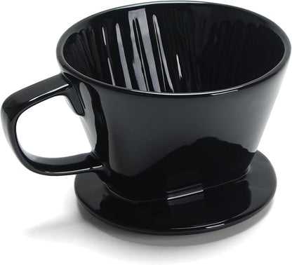 Ceramic Pour Over, Black Ceramic Pour Over Coffee Dripper, 3 Holes, Single Small Coffee Dripper for Office, Home, Travel, Camping