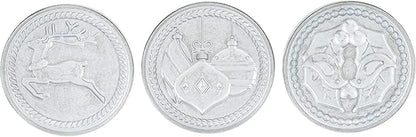Nordic Ware 01236 Yuletide Cast Cookie Stamps, 3-inch rounds, Silver
