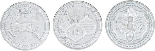 Nordic Ware 01236 Yuletide Cast Cookie Stamps, 3-inch rounds, Silver