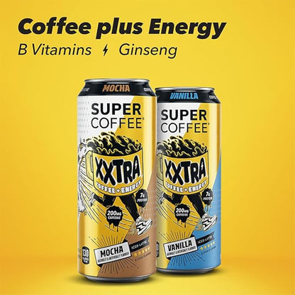 Super Coffee XXTRA, Keto Protein Coffee (0g Added Sugar, 7g Protein, 130 Calories) [Caramel] 15 Fl Oz, 12 Pack | Iced Smart Coffee Drinks - SoyFree GlutenFree