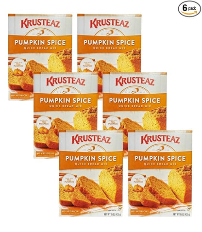 Krusteaz Baking Mix, Pumpkin Spice Quick Bread Mix, Made with Real Pumpkin & No Artificial Flavors, 15 Ounce Box (Pack of 6)
