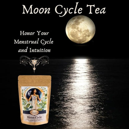 Organic Moon Cycle Herbal Tea for Period Support, Herbal Supplement to Bring Hormonal Harmony to Your Feminine Cycle with Mugwort, Red Raspberry Leaf, Chamomile, 3 oz Bag