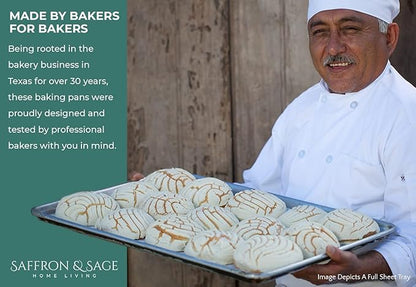 Commercial Quality Cookie Sheet Pan - 2 Pack Aluminum Half Sheet Baking Pan by Saffron & Sage Home Living - This 18x13 Baking Sheet Set is Rust & Warp Resistant, Heavy Duty, of Thick Gauge