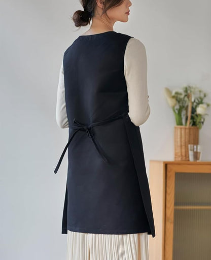 Women Cobbler Apron Japanese Style Aprons with 3 Pockets for Work Chef Kitchen