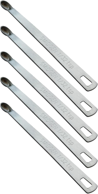 5PCS 1/32 Teaspoon(1/32tsp, 0.16ml, Smidgen) Single Tiny Measuring Spoon, Small Individual Stainless Steel Measure Spoons Only