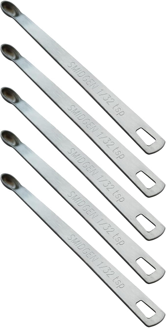 5PCS 1/32 Teaspoon(1/32tsp, 0.16ml, Smidgen) Single Tiny Measuring Spoon, Small Individual Stainless Steel Measure Spoons Only