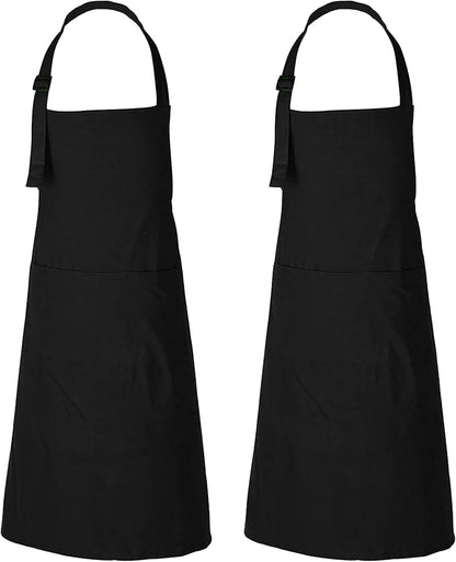 RAJRANG 100% Cotton Cooking Apron with 3 Pockets Kitchen Chef BBQ Adjustable Bib Aprons for Women Men