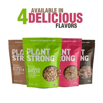 PLANTSTRONG All American Apple Pie Granola Snack Mix - Whole Grain, Naturally Sweetened With Fruit, Plant Based, Oil Free - Pack of 4 x 9oz Bags