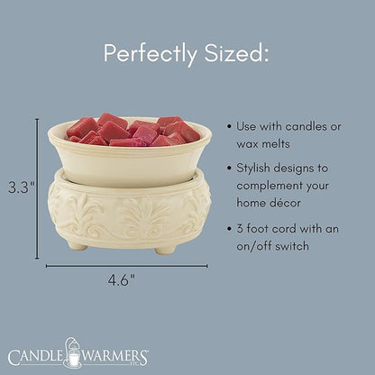 Candle Warmers Etc 2-In-1 Candle and Fragrance Warmer For Warming Scented Candles or Wax Melts and Tarts With To Freshen Room, Sandstone