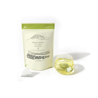 Japanese Green Tea Co. Aracha Gokuzyo Japanese Green Tea Bags (50 Pack) Biodegradable Soilon Pyramid Sachets, Premium Loose-Leaf Quality in Convenient Teabags, Rich Aroma & Flavor, Hot & Cold Brew