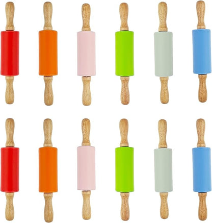 12 Pack Small Rolling Pin for Kids, 9 Inch Kids Rolling Pin for Home Kitchen (6 colors)