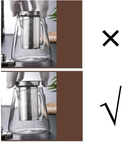 Glass Teapot with Infuser Tea Pot 32oz/43oz Tea Kettle Stovetop Safe Blooming and Loose Leaf Tea Maker Set (43oz/ 1300ml)