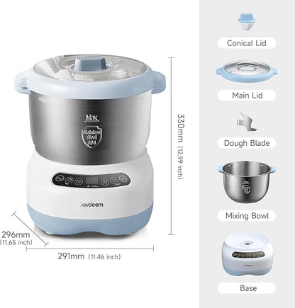 Joydeem Electric Dough Maker with Ferment Function, Microcomputer Timing, Face-up Touch Panel, 6.6Qt, 304 Stainless Steel, JD-HMJ7L