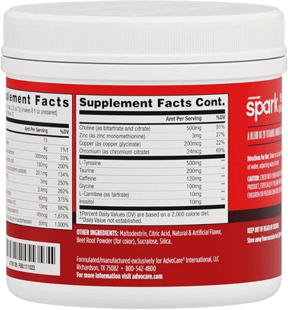 AdvoCare Spark - Energy Drink Mix - Vitamin & Amino Acid Supplement - Supports Energy & Focus - Portable Immune Support - Sugar-Free - Cherry, (10.5 oz)