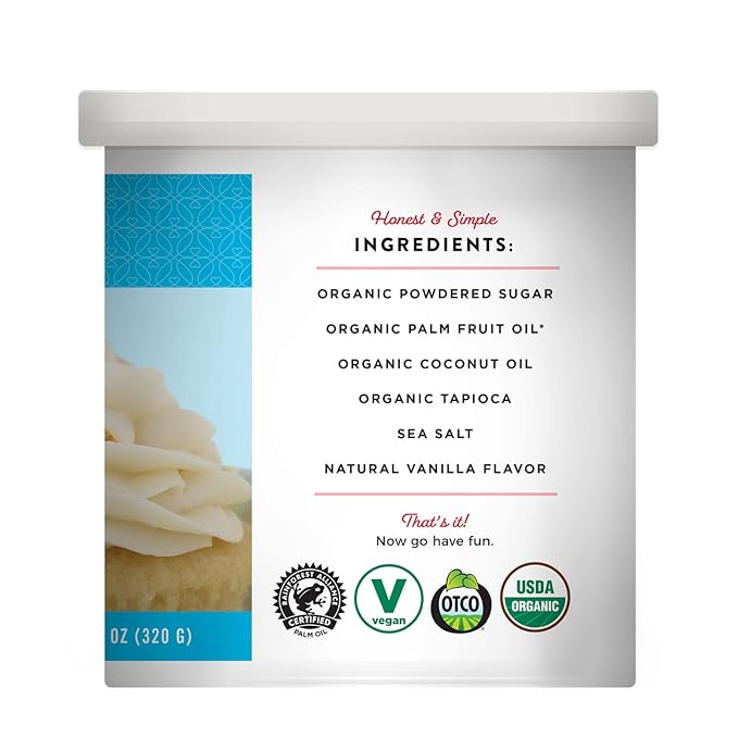 Miss Jones Baking Organic Buttercream Frosting, Perfect for Icing and Decorating, Vegan-Friendly: Vanilla (Pack of 6)