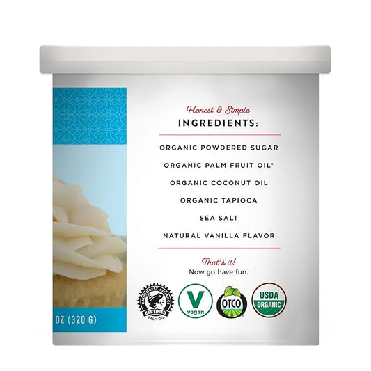 Miss Jones Baking Organic Buttercream Frosting, Perfect for Icing and Decorating, Vegan-Friendly: Vanilla (Pack of 6)