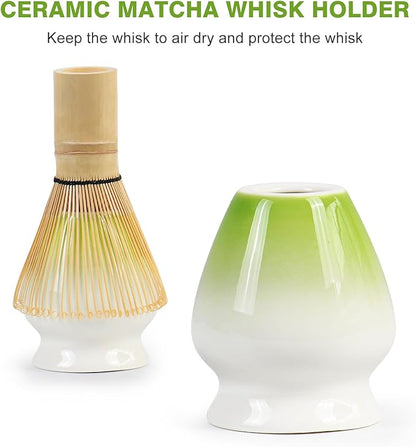 Matcha Whisk Set – 5 PCS Complete Ceremonial Grade Matcha Set, Premium Japanese Matcha Kit with Bamboo Whisk for Matcha Tea, Matcha Bowl, Scoop, Sifter, and Ceramic Holder