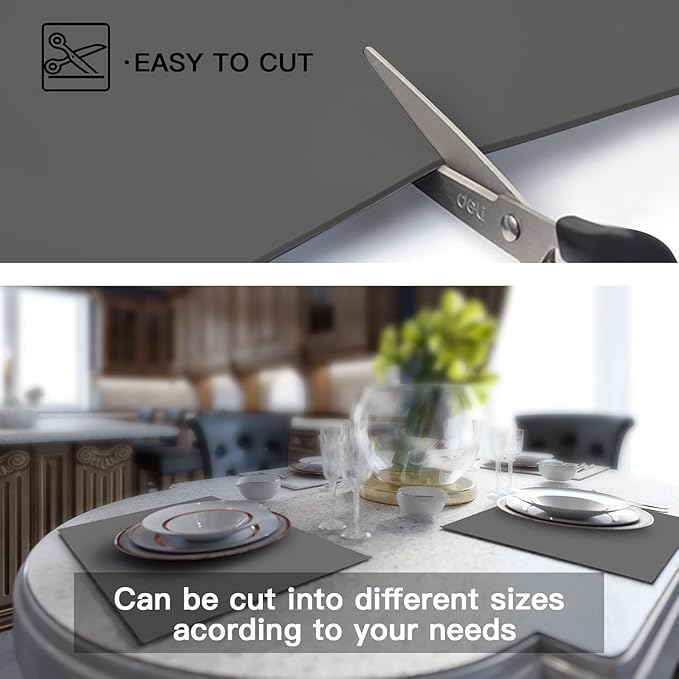 Largest Silicone Mats for Kitchen Counter, 120" x 24" Extra Large Heat Resistant Counter Mat, Kitchen Island Waterproof Thicken Non-slip Countertop Protector Mat, Multipurpose Mats, Light Gray