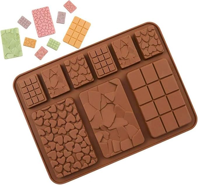 C-CO Food Grade Break-Apart Chocolate Molds, Set of 4 Packs Non-Stick Silicone Protein and Energy Bar Molds