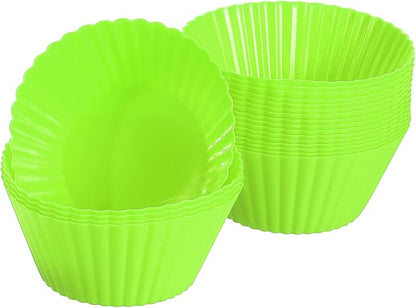 uxcell 18Pcs Silicone Cupcake Liners, Non-Stick Baking Cups, for Cooking Eggs, Baking Muffins and Make a Cake(Green)