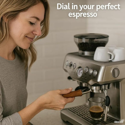 54mm Bottomless Portafilter - Breville Compatible Naked Portafilter, Rosewood Handle & 18-20g Filter Basket & Puck Screen Included, Fits Barista Express, Pro, Touch, Bambino Plus, Infuser