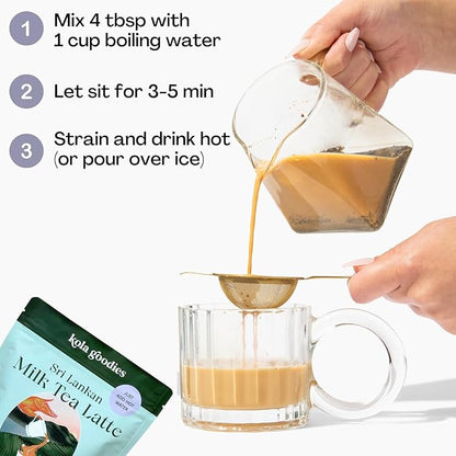 Kola Goodies Unspiced Milk Tea Powder – Creamy Instant Ceylon Milk Tea Mix with Whole Milk, Coconut Sugar & Monkfruit – Fall & Winter Comfort Drink – Low Sugar – No Spices – 15 Servings