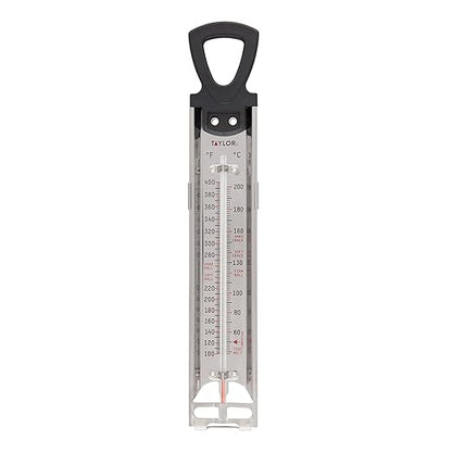 Taylor Programmable Digital Candy and Deep Fry Thermometer with Green Light Alert Display & Stainless Steel Candy Deep Fry Food Cooking Kitchen Analog Thermometer, 12 Inches