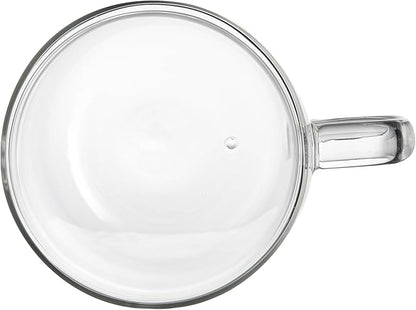 Restaurantware-Forma Professional 16.9 Ounce Double Wall Coffee Mugs, 12 Insulated Coffee Mugs With Handle - Dishwashable, Reusable, Clear Glass Beverage Cups, Freezable, For Hot Or Cold Beverages