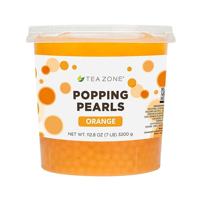 Tea Zone B2052 7 lbs Orange Popping Pearls for Boba Tea Beverages, Sweets, Ice Cream Topping