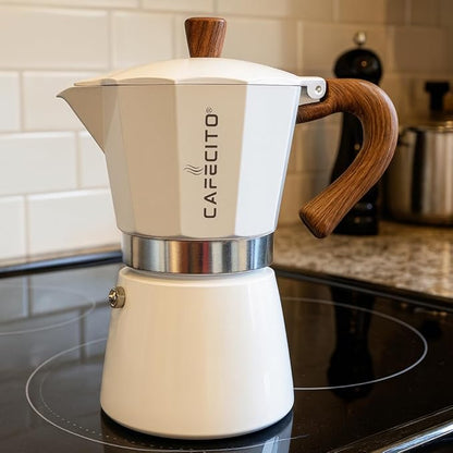 CAFECITO Moka Pot Stovetop Espresso Maker – Greca Coffee Maker, 6 Cup Crema Edition | Classic Espresso Coffee Percolator | Cafetera