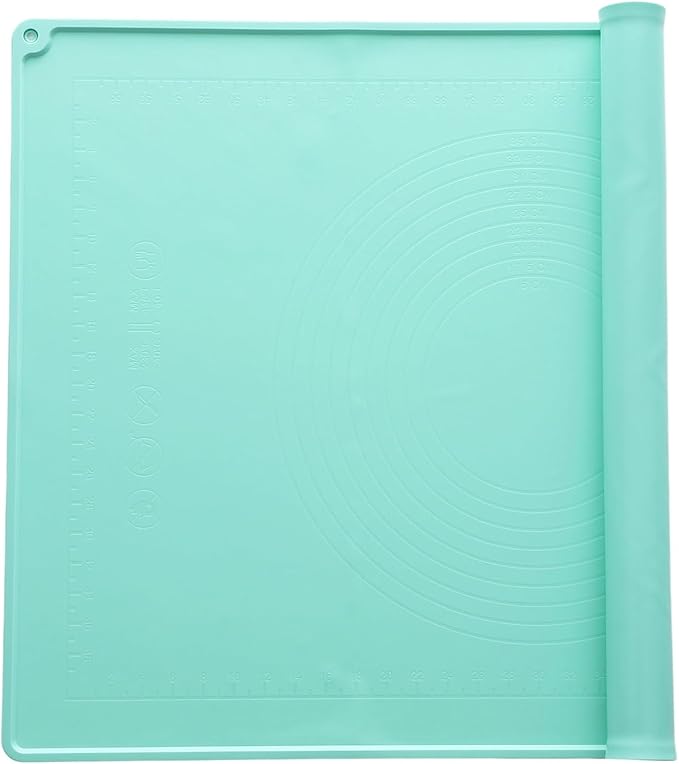 uxcell Silicone Pastry Mat, 27.5" x 19.7" Silicone Baking Mat with Measurements, Non-Stick Dough Rolling Mat for Making Pastry Cookies Bread Pizza Green