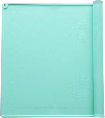 uxcell Silicone Pastry Mat, 27.5" x 19.7" Silicone Baking Mat with Measurements, Non-Stick Dough Rolling Mat for Making Pastry Cookies Bread Pizza Green