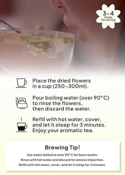Korean Food, KKOKDAM Original Magnolia Flower Tea, Decaf Floral Blend, Fully Natural Flowers, No Caffeine, Sugar Free, Zero Calories, Made in Korea,10g