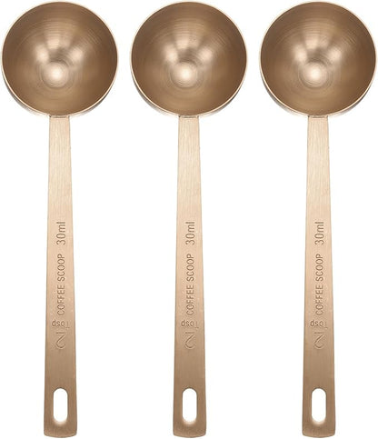 HARFINGTON 3pcs Coffee Scoop Spoon 2tbsp (6tsp, 30ml) 304 Stainless Steel Long Handle Teaspoon/Tablespoon Measuring Spoons Scoops for Tea Sugar Kitchen, Rose Gold