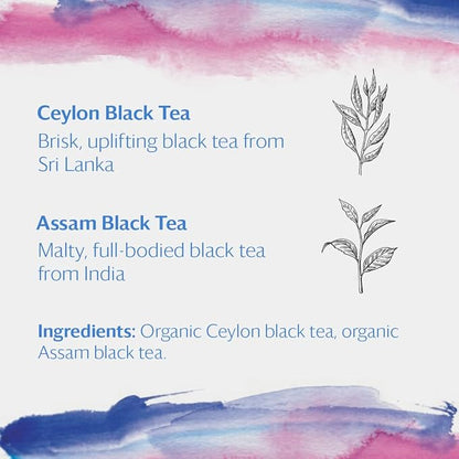 Grace Farms Organic English Breakfast Black Tea, 50 Sachet Pouch | Fairtrade & Kosher |Gives Back 100% of Profits