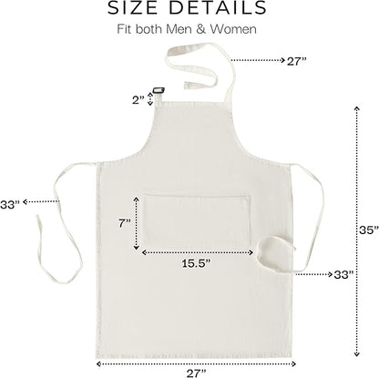 RAJRANG 100% Cotton Cooking Apron with 3 Pockets Kitchen Chef BBQ Adjustable Bib Aprons for Women Men