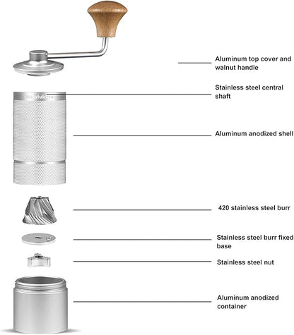 M6 Manual Coffee Grinder,Beautiful Design for Women,Smooth Grinding & Labor Saving,Portable Mini Hand Coffee Grinder for Espresso Pour Over French Press at Home or Camping Travling,Red