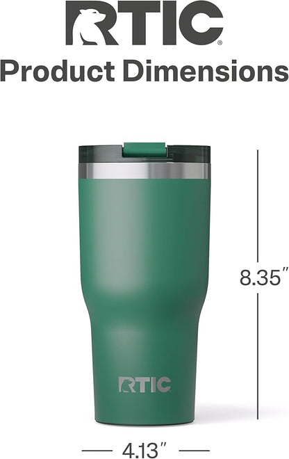 RTIC 30oz Essential Tumbler with Lid, Insulated, Stainless Steel, Metal, Double Wall Vacuum-Insulation, Ceramic Lined, Travel Cup for Iced Coffee, Tea, Hot and Cold Drink, Pine Tree