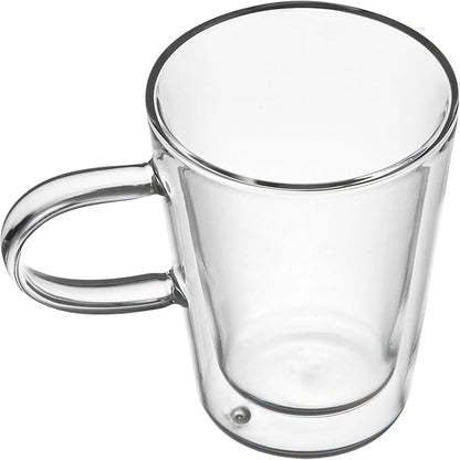 Restaurantware-Forma Professional 5.1 oz Double Wall Glass Mugs, 12 Insulated Coffee Mugs With Handle - Dishwashable, Reusable, Clear Glass Beverage Cups, Freezable, For Hot Or Cold Beverages