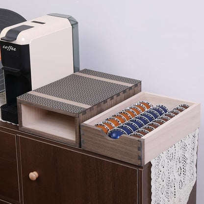 Coffee Pod Holders 1-Layer 1-Drawer Dark Brown (CF1D1C-DK)