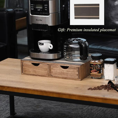 Coffee Pods Storage Drawer Holder for Capsules - Multi Functional Desk Organizer Drawers For K-Cup Coffee Maker Brew - Kitchen Mini Wooden Box Chest Sideboard Counter Organization CF1D2C Dark