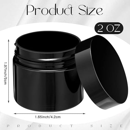 Patelai 4 Pieces Round Wide-mouth Leak Proof Plastic Container Jars with Lids for Travel Storage Makeup Beauty Products Face Creams Oils Salves Ointments DIY Making(2 Ounce,Pure Black)