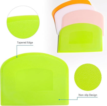 Dough Cutter Bench Scraper for Baking, 5 PCs BPA Free PE Plastic Flexible Bowl Scraper, Food-safe Plastic Dough Scraper for Bread Cake Dough Fondant Icing (White, Green, Orange, Blue, Pink)