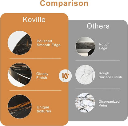 Koville Black Marble Cutting Board Pastry Serving Board, Large Marble Cheese Board for Baking, Charcuterie, Trivet - Non-Stick Heat Resistant Stone Cutting Boards Chopping Boards for Kitchen