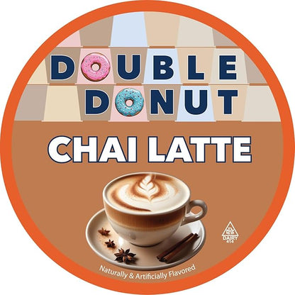 Double Donut Coffee Chai Latte Pods – Spiced & Creamy Chai Tea Latte – Notes of Cinnamon, Cardamom, Cloves & Ginger, Compatible with Keurig Brewers, 20 Count