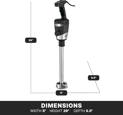 Waring Commercial Big Stix Heavy Duty Stick Immersion Hand Held Blender, 14" Removable Shaft, 1 HP, 750 Watt, Variable Speed Motor, Professional Restaurant Grade, 15 Gal Capacity, 120V, 5-15P WSB55, Black/Silver