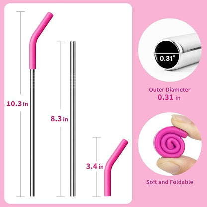 Metal Straws for 20 oz YETI Tumbler Mug, 8.5" Reusable Stainless Steel Drinkin Straws with Silicone Tip for CIVAGO, ALBOR, BJPKPK 20 oz Tumbler