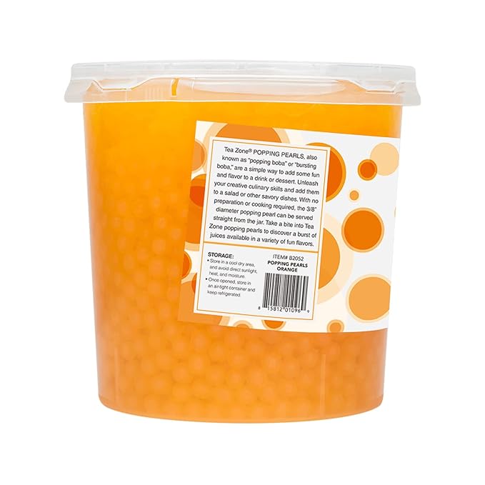 Tea Zone [7 Pounds] Mango Pearls for Boba Tea Beverages, Sweets, Ice Cream Topping | B2051