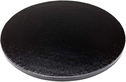 Restaurantware Pastry Tek 12 Inch Cake Board 1 Durable Cake Drum - Round Covered Edges Black Paper Cake Base Disposable For Birthdays Weddings Or Parties